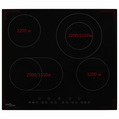 Keramische kookplaat met 4 kookzones aanraakbediening 6600 W 2