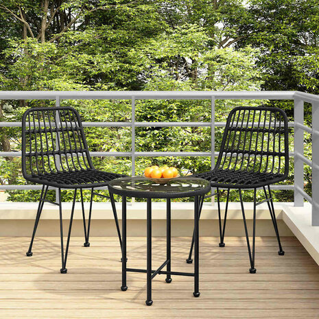Tuinstoelen 2 st 48x62 84 cm PE rattan zwart 1