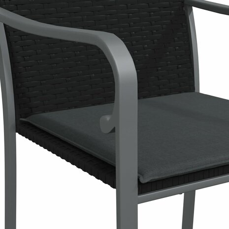 Tuinstoelen 2 st met kussens 56x59x84 cm poly rattan zwart 7