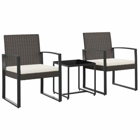 3-delige Tuinset met kussens polypropeen rattan bruin 2