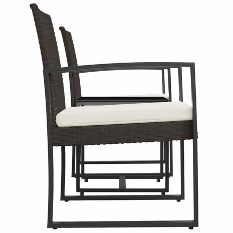 3-delige Tuinset met kussens polypropeen rattan bruin 4
