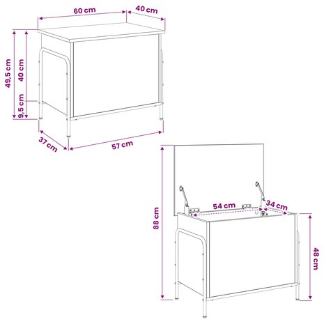 Opbergbox Grijs Sonoma 80 x 40 x 49,5 cm Bewerkt hout 8