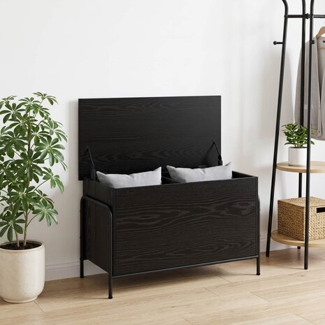 Opbergbox Zwart eiken 80 x 40 x 49,5 cm Bewerkt hout 1