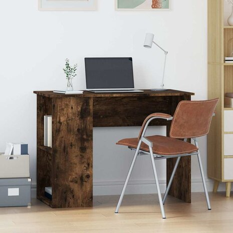 Bureau 100x55x75 cm bewerkt hout gerookt eikenkleurig 1