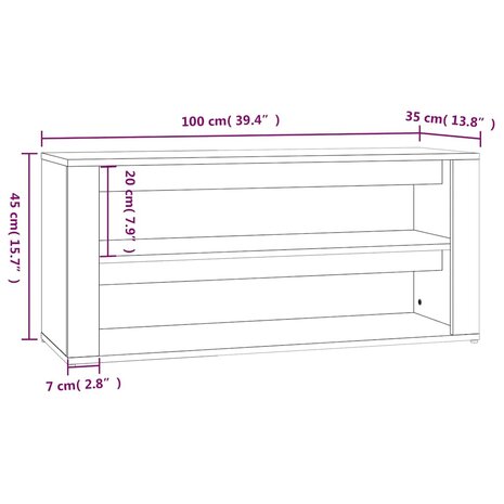 Schoenenrek 100x35x45 cm bewerkt hout gerookt eikenkleurig 8