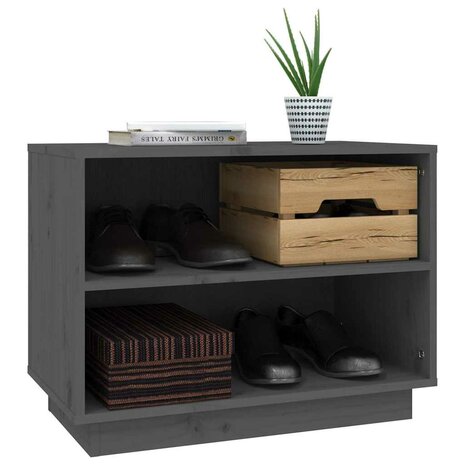 Schoenenkast 60x34x45 cm massief grenenhout grijs 4
