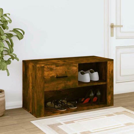 Schoenenkast 80x35x45 cm bewerkt hout gerookt eikenkleurig 3