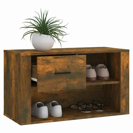 Schoenenkast 80x35x45 cm bewerkt hout gerookt eikenkleurig 4