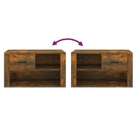 Schoenenkast 80x35x45 cm bewerkt hout gerookt eikenkleurig 7