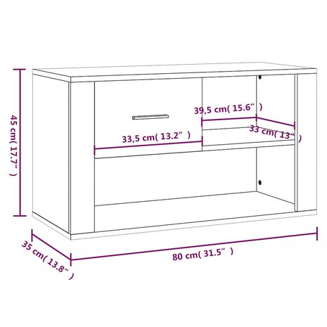 Schoenenkast 80x35x45 cm bewerkt hout gerookt eikenkleurig 9