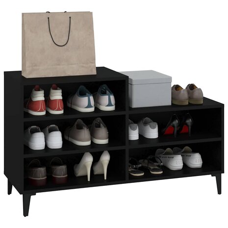Schoenenkast 102x36x60 cm bewerkt hout zwart 7