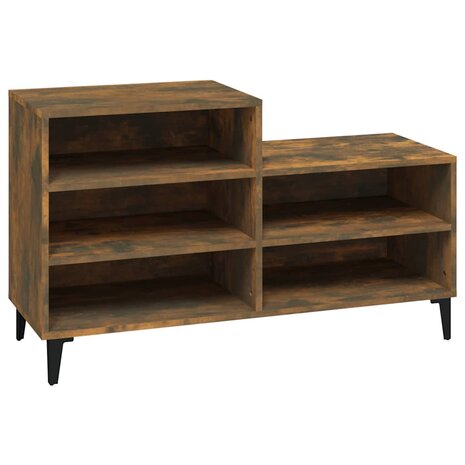Schoenenkast 102x36x60 cm bewerkt hout gerookt eikenkleurig 2