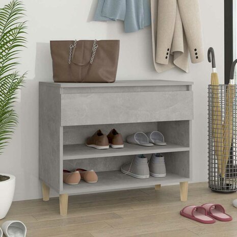 Schoenenkast 70x36x60 cm bewerkt hout betongrijs 1