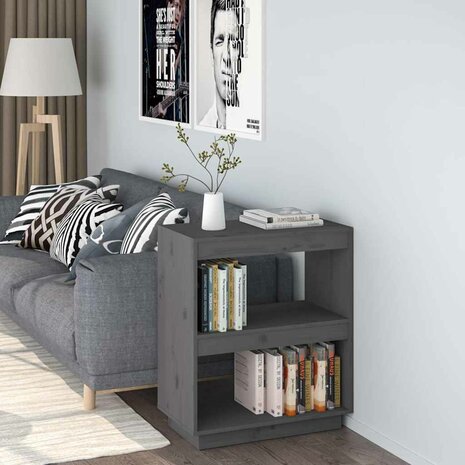 Boekenkast 60x35x71 cm massief grenenhout grijs 1