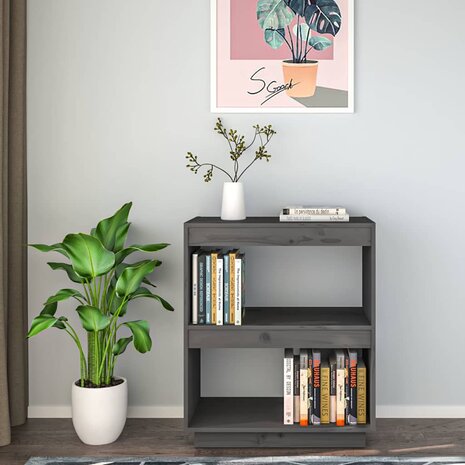 Boekenkast 60x35x71 cm massief grenenhout grijs 3