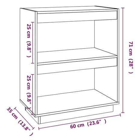 Boekenkast 60x35x71 cm massief grenenhout grijs 8