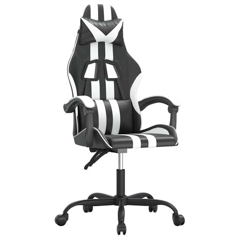 Gamestoel draaibaar kunstleer zwart en wit 2