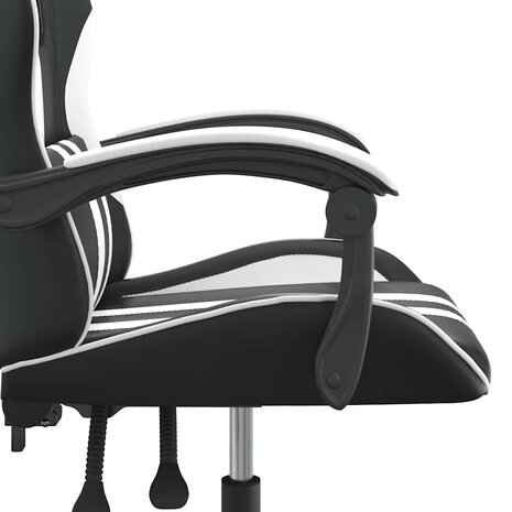 Gamestoel draaibaar kunstleer zwart en wit 7