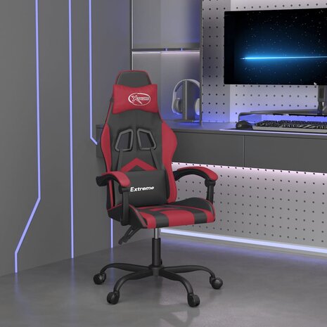 Gamestoel draaibaar kunstleer zwart en wijnrood 1