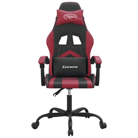 Gamestoel draaibaar kunstleer zwart en wijnrood 3