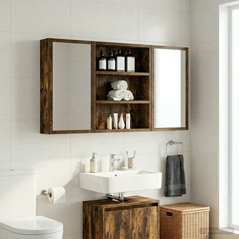 Badkamerwandkast Gerookte Eik 40 x 10 x 50 cm 4