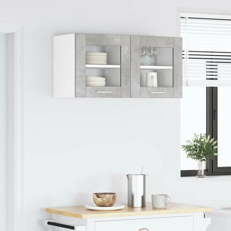 Hangkast Beton Grijs 40 x 31 x 40 cm Bewerkt hout 4