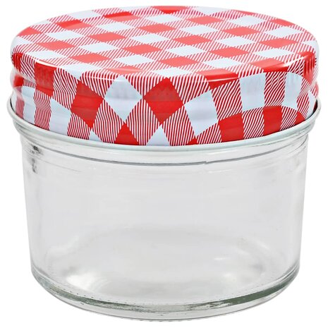 Jampotten met wit met rode deksels 24 st 110 ml glas 3