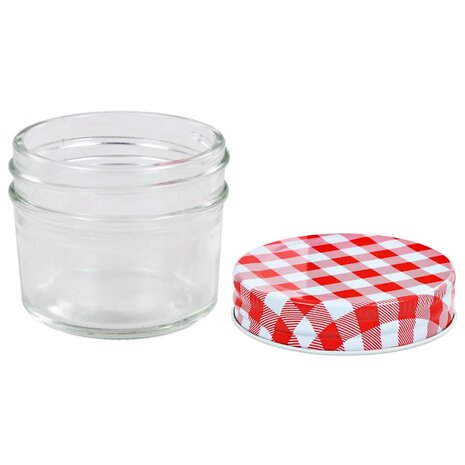 Jampotten met wit met rode deksels 24 st 110 ml glas 4