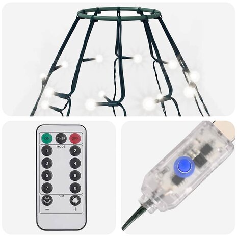 Kerstboomverlichting met 180 LED's koudwit net 180 cm 7