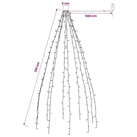 Kerstboomverlichting met 210 LED's koudwit net 210 cm 8