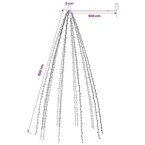 Kerstboomverlichting met 500 LED's blauw binnen/buiten 500 cm 8