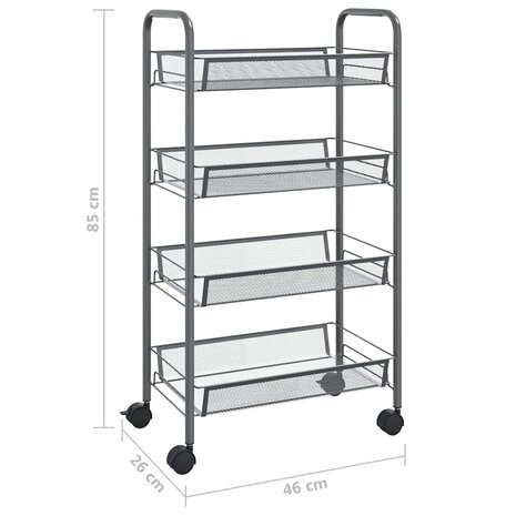 Keukentrolley 4-laags 46x26x85 cm ijzer grijs 7