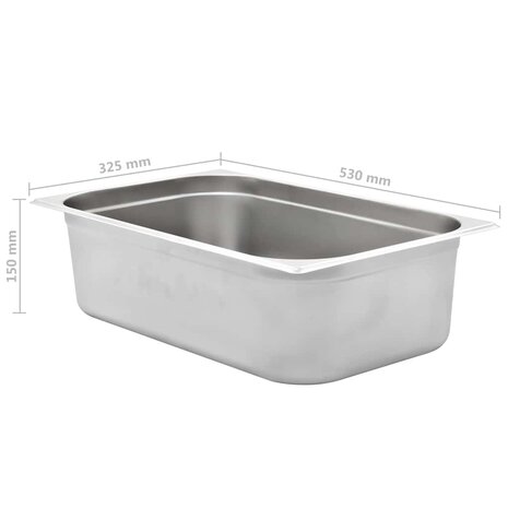 Gastronormbakken 2 st GN 1/1 150 mm roestvrij staal 8