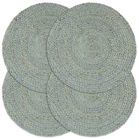 Placemats 4 st rond 38 cm jute olijfgroen 1
