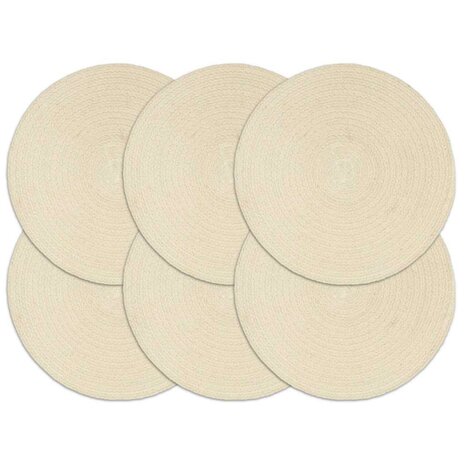 Placemats 6 st rond 38 cm katoen natuurlijk 1