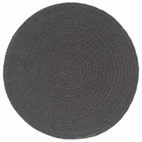 Placemats 4 st rond 38 cm katoen effen donkergrijs 2