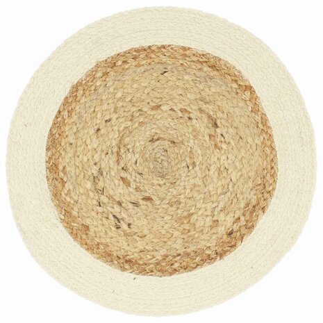 Placemats 6 st rond 38 cm jute en katoen natuurlijk 2