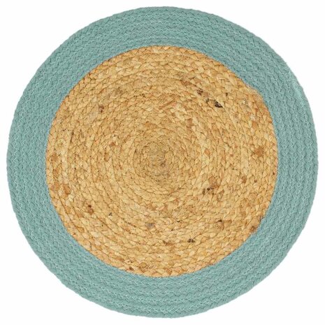 Placemats 6 st 38 cm jute en katoen natuurlijk en groen 2
