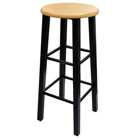 3-delige Bartafel en -krukkenset massief hout en staal 4
