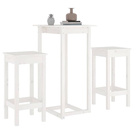 3-delige Barset massief grenenhout wit 4