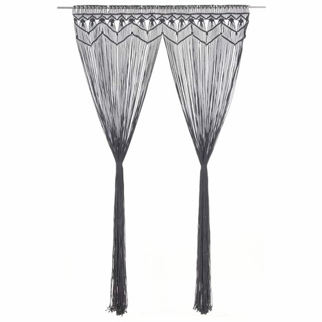Gordijn macram&eacute; 140x240 cm katoen antraciet 1
