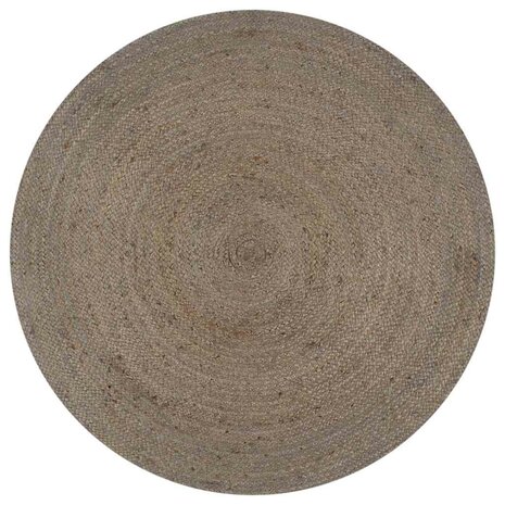 Vloerkleed handgemaakt rond 90 cm jute grijs 1