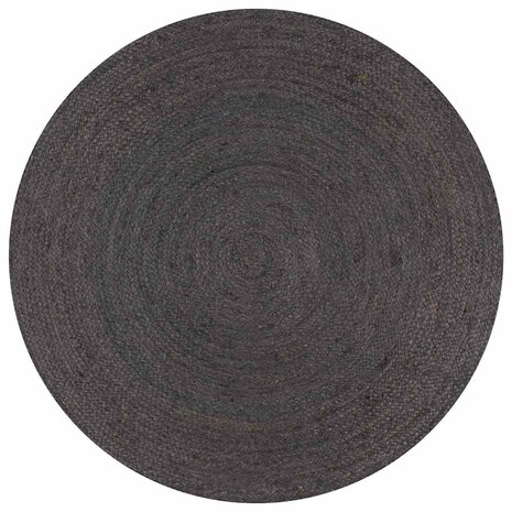 Vloerkleed handgemaakt rond 150 cm jute donkergrijs 1