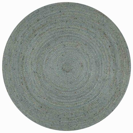 Vloerkleed handgemaakt rond 90 cm jute olijfgroen 1