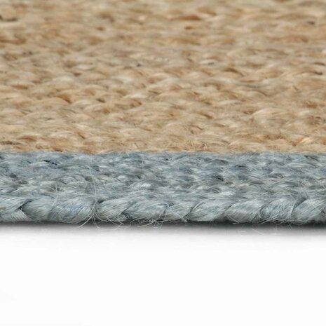 Vloerkleed handgemaakt met olijfgroene rand 90 cm jute 3
