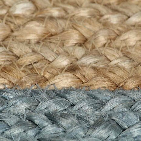 Vloerkleed handgemaakt met olijfgroene rand 90 cm jute 5