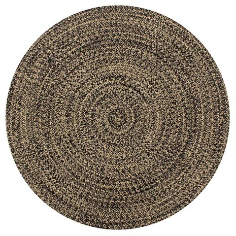 Vloerkleed handgemaakt 150 cm jute zwart en naturel 1
