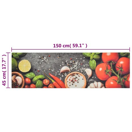 Keukenmat wasbaar groenteprint 45x150 cm fluweel 5