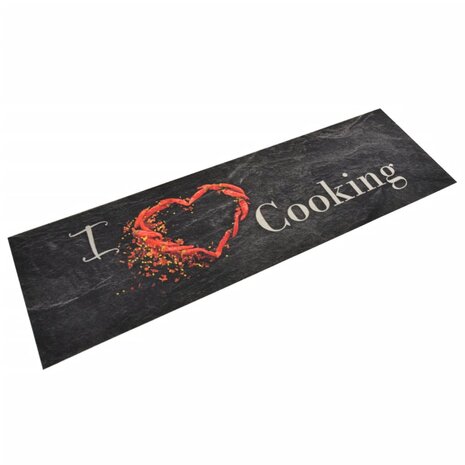 Keukenmat wasbaar cooking-print 45x150 cm fluweel zwart 1
