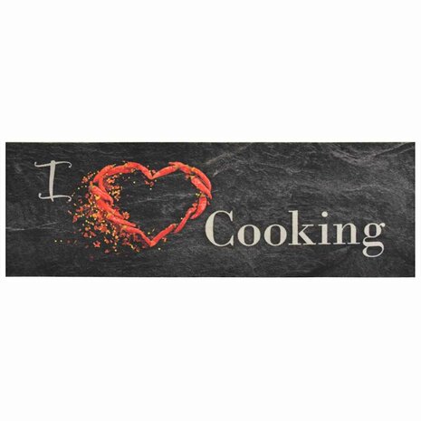 Keukenmat wasbaar cooking-print 60x180 cm fluweel zwart 2